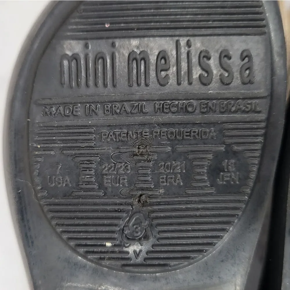 Mini Melissa Peep Toe Black Mary Jane Kids Shoes with Bow Rubber Jelly Dress